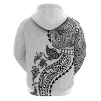 Hawaiian Kakau Tribal Sea Animals Tattoos Zip Hoodie White Color LT03 - Polynesian Pride