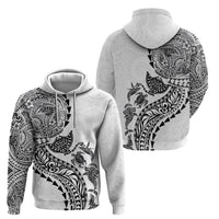 Hawaiian Kakau Tribal Sea Animals Tattoos Zip Hoodie White Color LT03 - Polynesian Pride