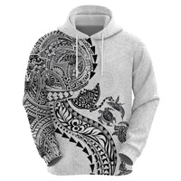 Hawaiian Kakau Tribal Sea Animals Tattoos Zip Hoodie White Color LT03 - Polynesian Pride