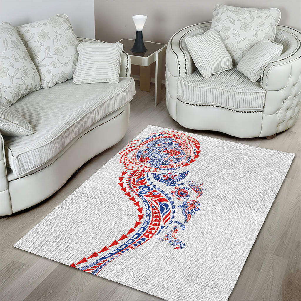 Hawaiian Kakau Tribal Sea Animals Tattoos Area Rug Hawaii Flag Color Inspired LT03 - Polynesian Pride