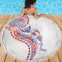 Hawaiian Kakau Tribal Sea Animals Tattoos Beach Blanket Hawaii Flag Color Inspired LT03 - Polynesian Pride