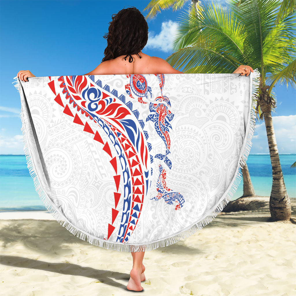 Hawaiian Kakau Tribal Sea Animals Tattoos Beach Blanket Hawaii Flag Color Inspired LT03 - Polynesian Pride