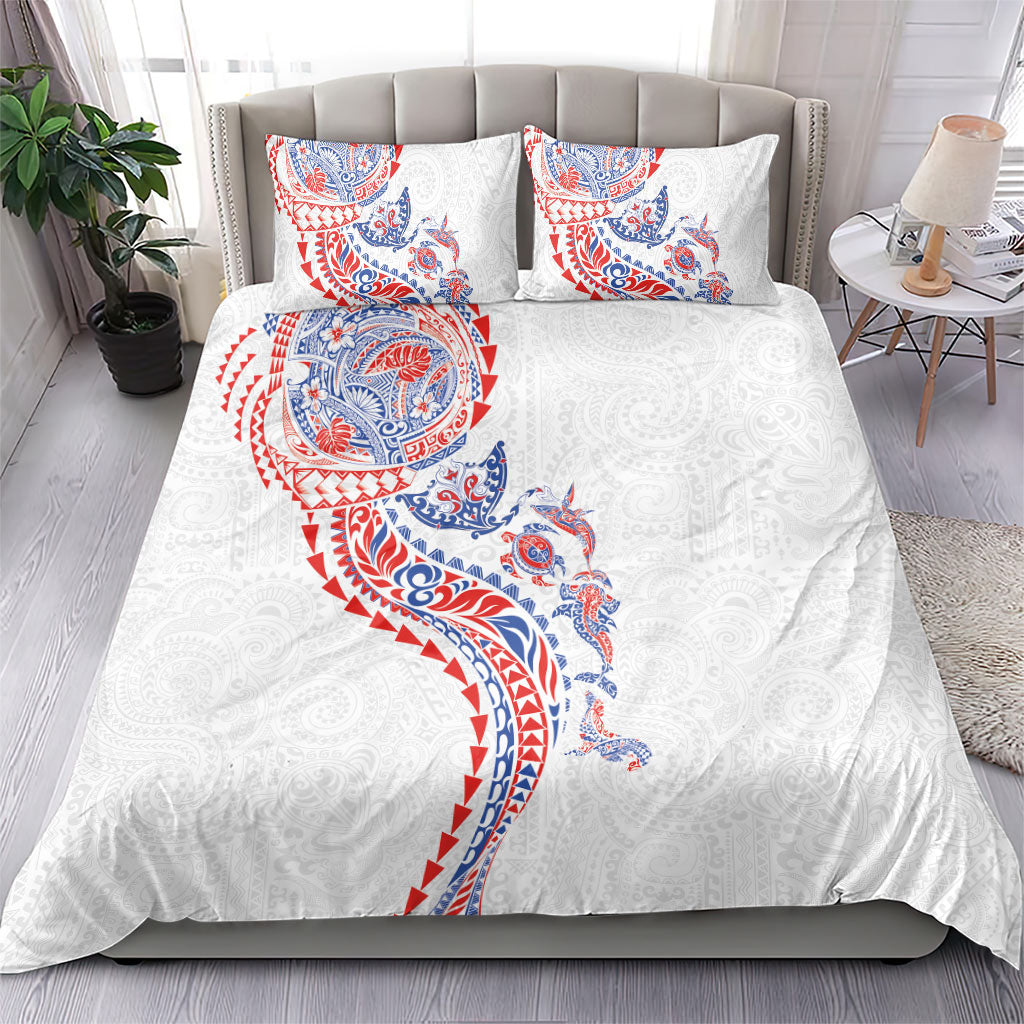 Hawaiian Kakau Tribal Sea Animals Tattoos Bedding Set Hawaii Flag Color Inspired