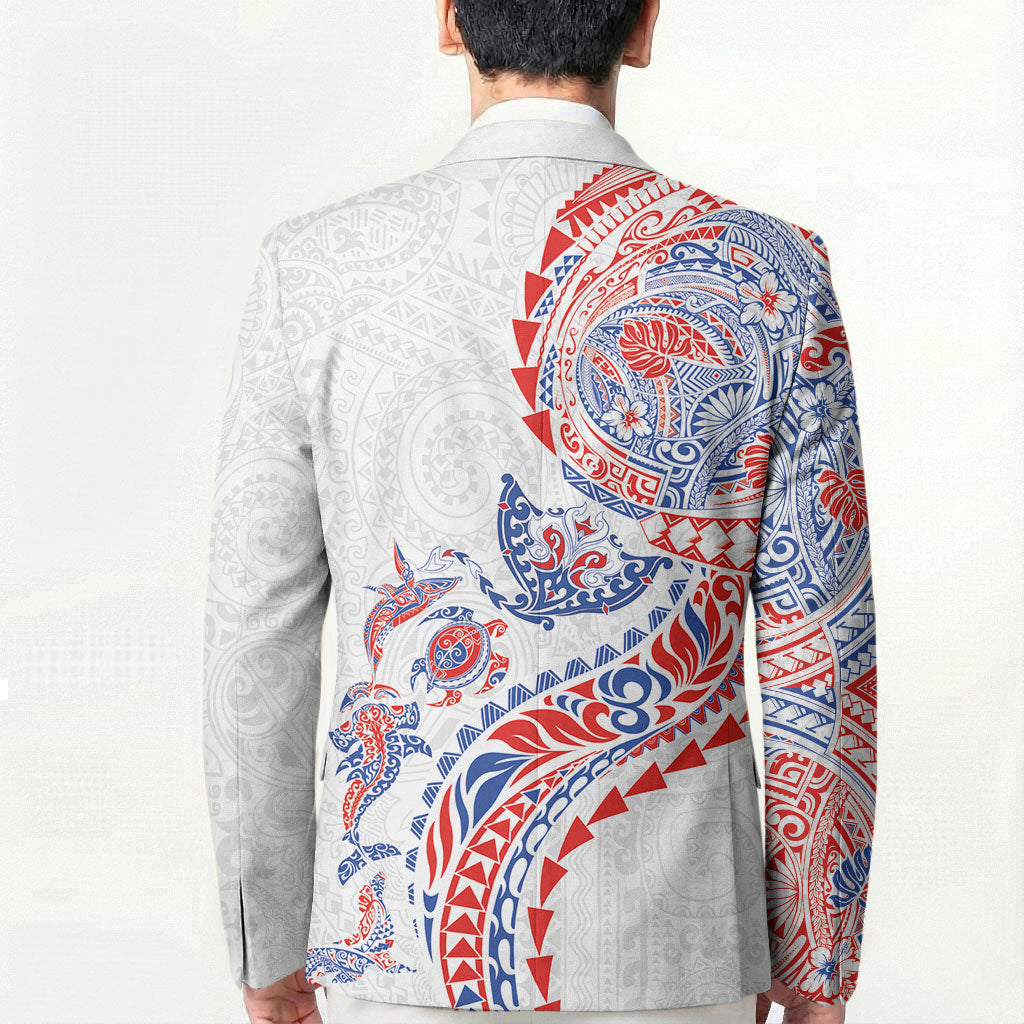 Hawaiian Kakau Tribal Sea Animals Tattoos Blazer Hawaii Flag Color Inspired