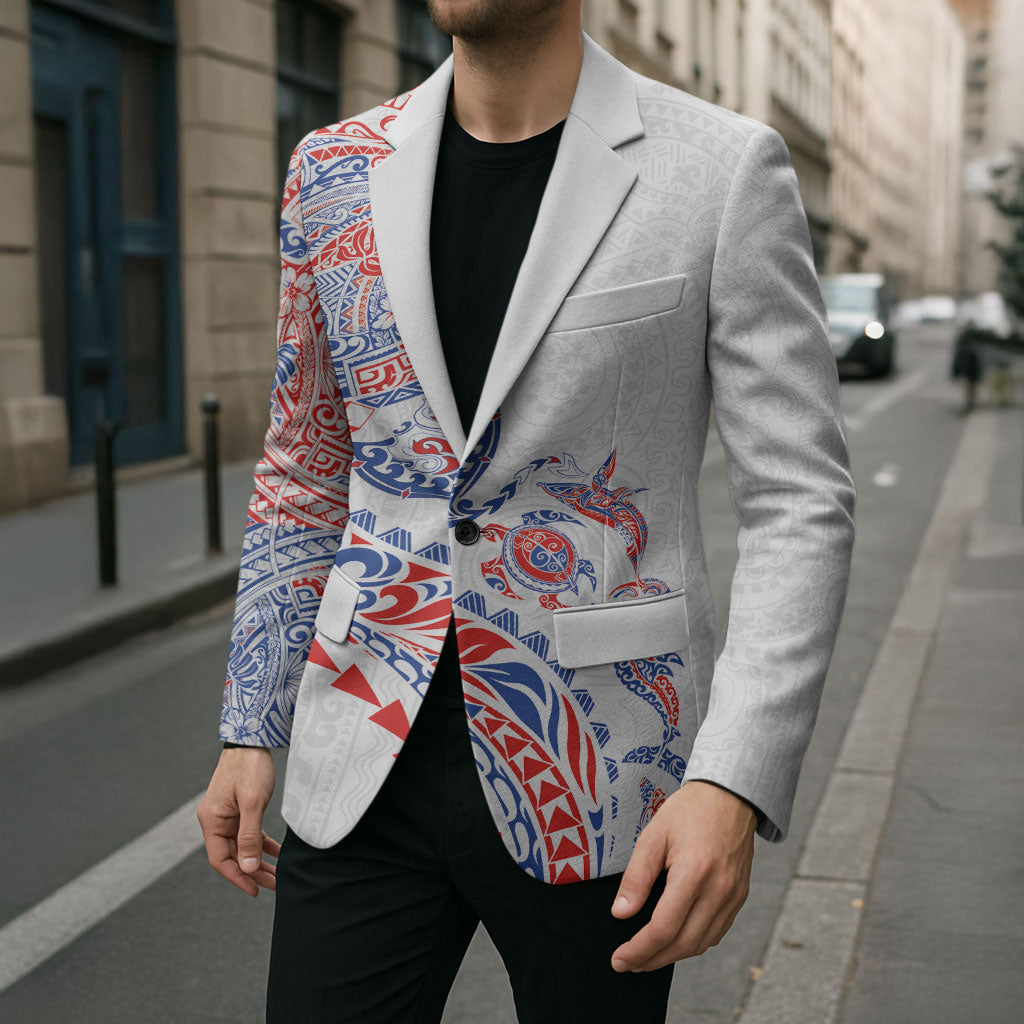 Hawaiian Kakau Tribal Sea Animals Tattoos Blazer Hawaii Flag Color Inspired