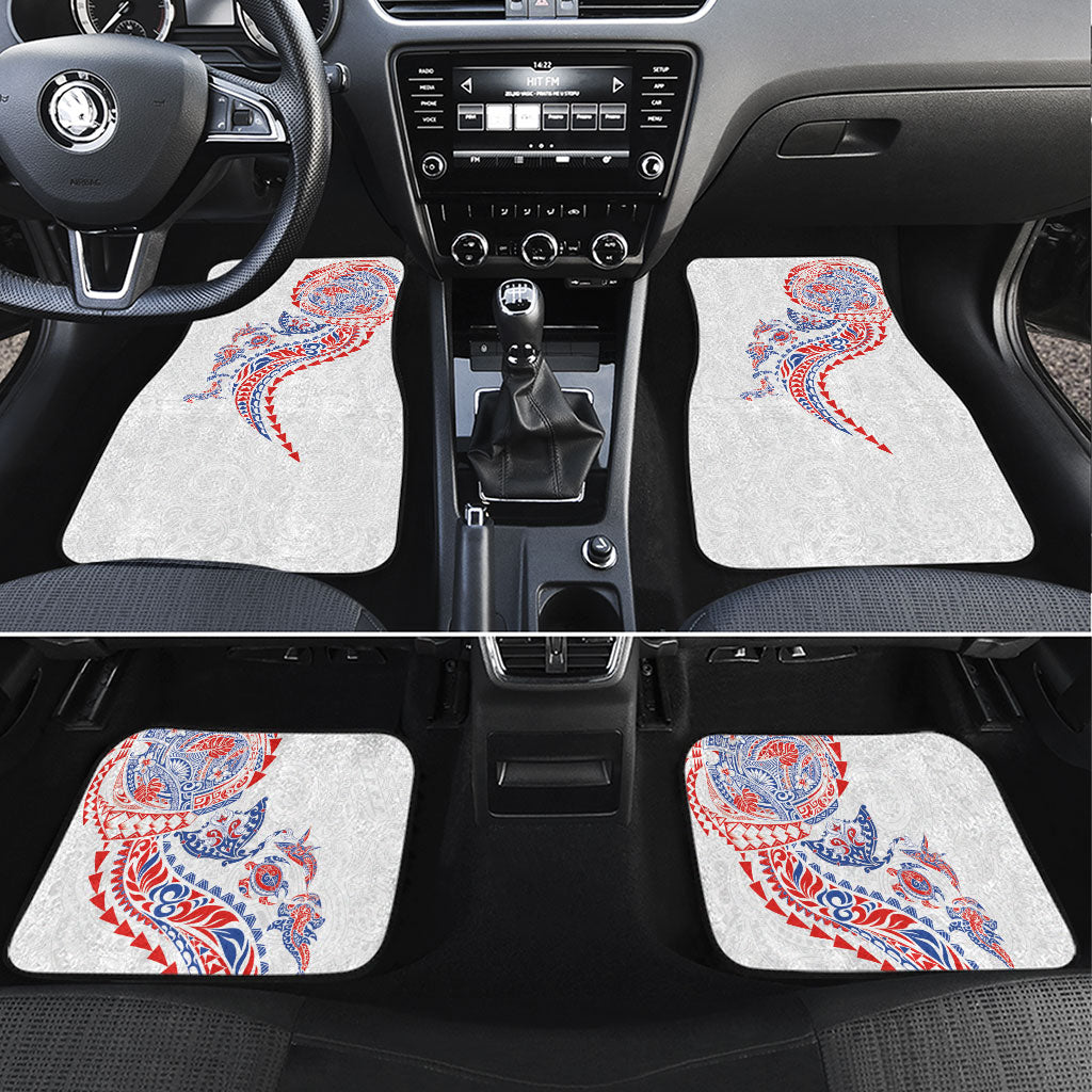 Hawaiian Kakau Tribal Sea Animals Tattoos Car Mats Hawaii Flag Color Inspired LT03 Set 4pcs Multicolor - Polynesian Pride