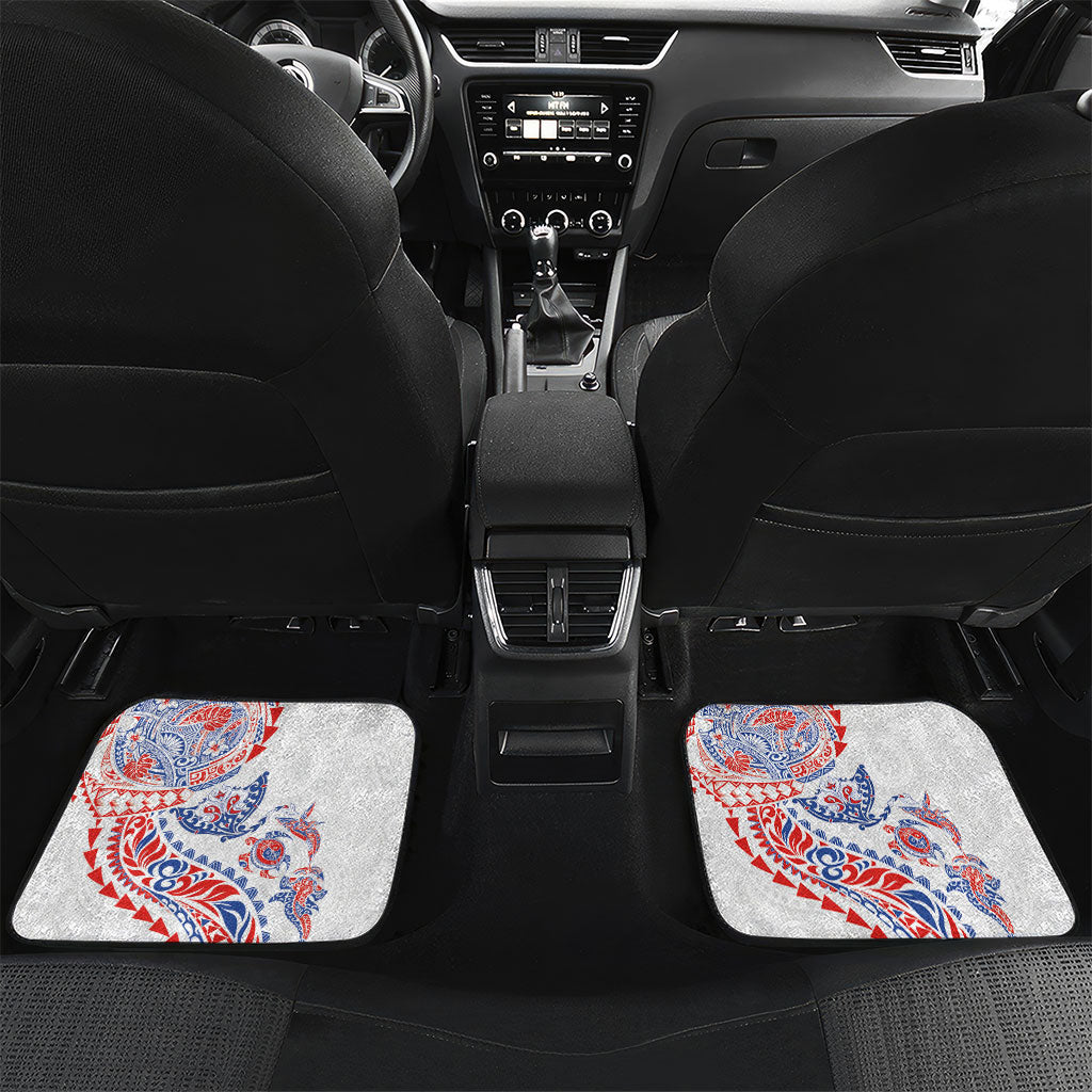 Hawaiian Kakau Tribal Sea Animals Tattoos Car Mats Hawaii Flag Color Inspired LT03 Set 2pcs - Back Multicolor - Polynesian Pride