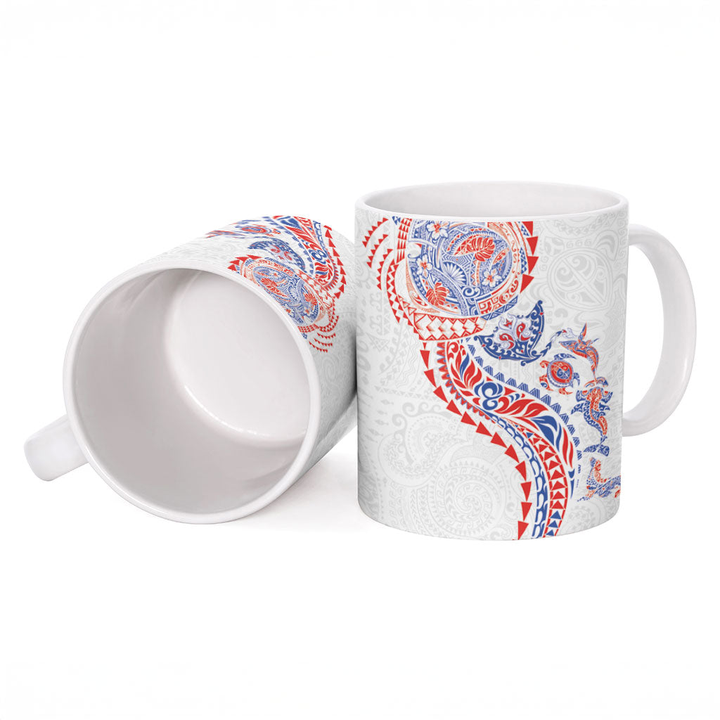 Hawaiian Kakau Tribal Sea Animals Tattoos Ceramic Mug Hawaii Flag Color Inspired