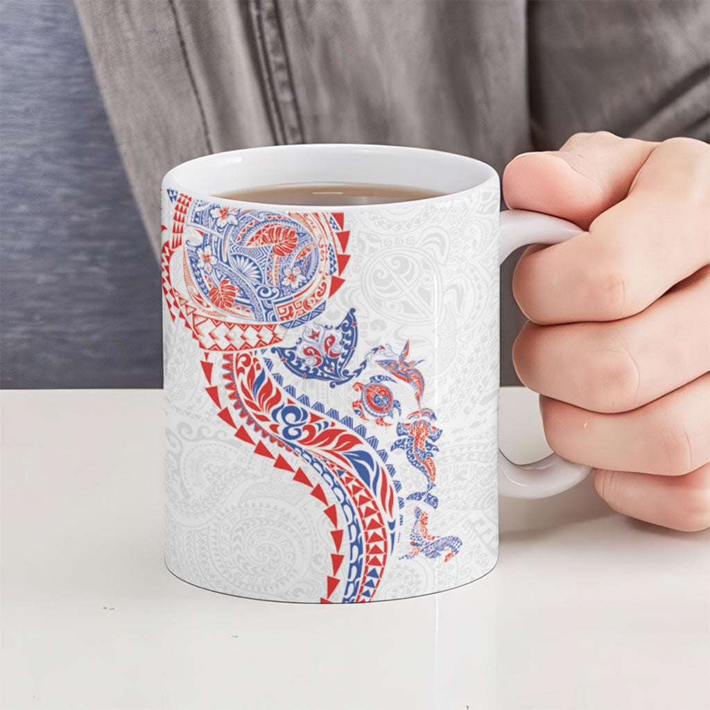 Hawaiian Kakau Tribal Sea Animals Tattoos Ceramic Mug Hawaii Flag Color Inspired