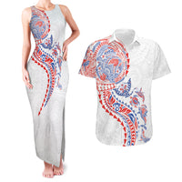 Hawaiian Kakau Tribal Sea Animals Tattoos Couples Matching Tank Maxi Dress and Hawaiian Shirt Hawaii Flag Color Inspired LT03 Multicolor - Polynesian Pride