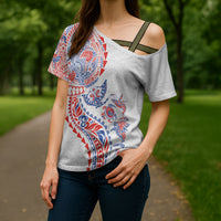 Hawaiian Kakau Tribal Sea Animals Tattoos Cross Shoulder Shirt Hawaii Flag Color Inspired LT03 - Polynesian Pride