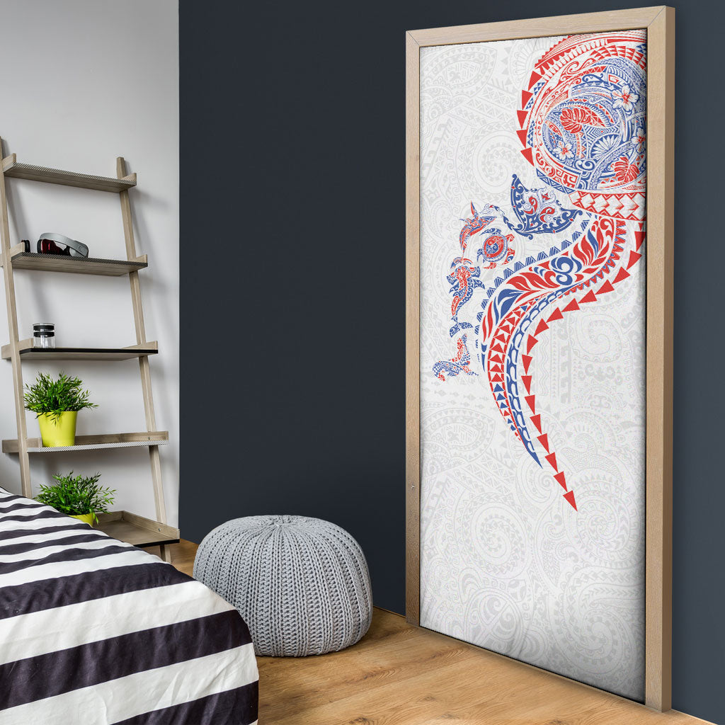 Hawaiian Kakau Tribal Sea Animals Tattoos Door Cover Hawaii Flag Color Inspired LT03 - Polynesian Pride