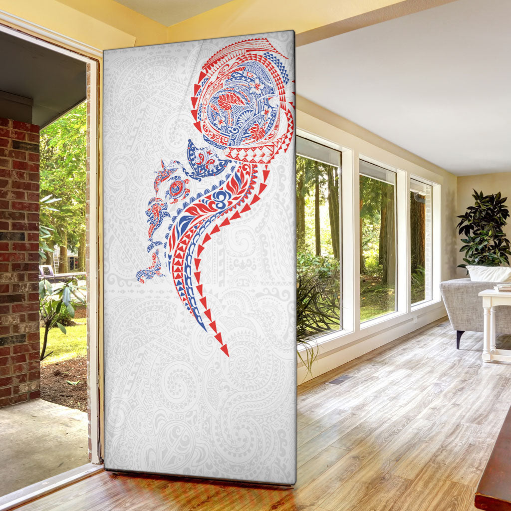 Hawaiian Kakau Tribal Sea Animals Tattoos Door Cover Hawaii Flag Color Inspired LT03 - Polynesian Pride