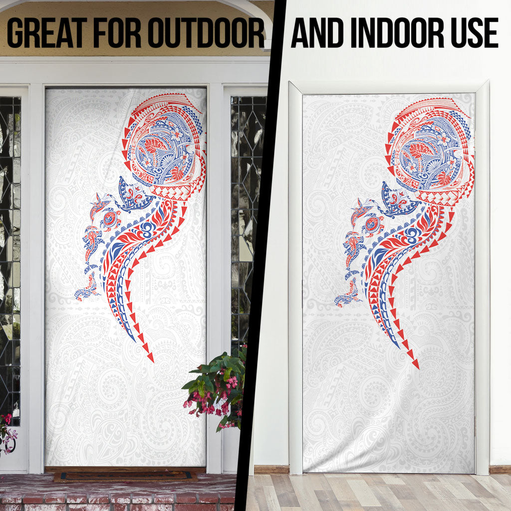 Hawaiian Kakau Tribal Sea Animals Tattoos Door Cover Hawaii Flag Color Inspired LT03 - Polynesian Pride