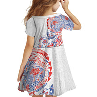 Hawaiian Kakau Tribal Sea Animals Tattoos Family Matching Off The Shoulder Long Sleeve Dress and Hawaiian Shirt Hawaii Flag Color Inspired LT03 - Polynesian Pride