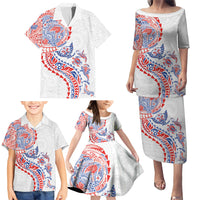Hawaiian Kakau Tribal Sea Animals Tattoos Family Matching Puletasi and Hawaiian Shirt Hawaii Flag Color Inspired LT03 - Polynesian Pride