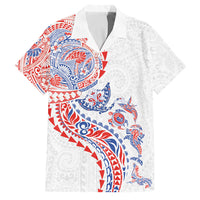 Hawaiian Kakau Tribal Sea Animals Tattoos Family Matching Short Sleeve Bodycon Dress and Hawaiian Shirt Hawaii Flag Color Inspired LT03 Dad's Shirt - Short Sleeve Multicolor - Polynesian Pride