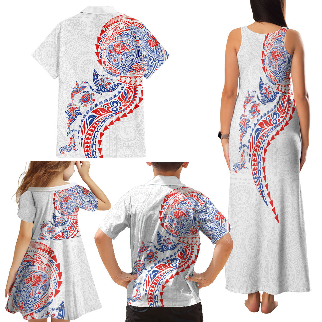 Hawaiian Kakau Tribal Sea Animals Tattoos Family Matching Tank Maxi Dress and Hawaiian Shirt Hawaii Flag Color Inspired LT03 - Polynesian Pride