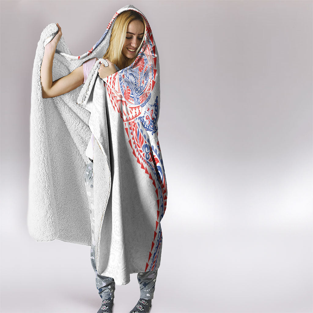 Hawaiian Kakau Tribal Sea Animals Tattoos Hooded Blanket Hawaii Flag Color Inspired LT03 - Polynesian Pride