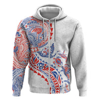 Hawaiian Kakau Tribal Sea Animals Tattoos Hoodie Hawaii Flag Color Inspired LT03 Zip Hoodie Multicolor - Polynesian Pride
