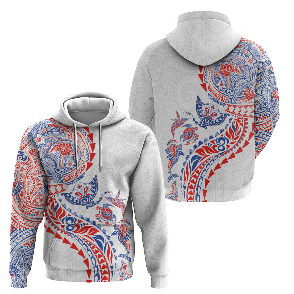 Hawaiian Kakau Tribal Sea Animals Tattoos Hoodie Hawaii Flag Color Inspired LT03 - Polynesian Pride