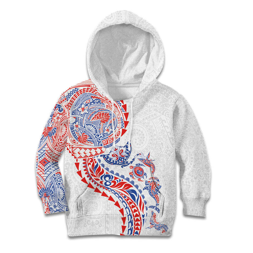 Hawaiian Kakau Tribal Sea Animals Tattoos Kid Hoodie Hawaii Flag Color Inspired LT03 Hoodie Multicolor - Polynesian Pride