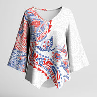 Hawaiian Kakau Tribal Sea Animals Tattoos Kimono Sleeve Blouse Hawaii Flag Color Inspired LT03 Female Multicolor - Polynesian Pride
