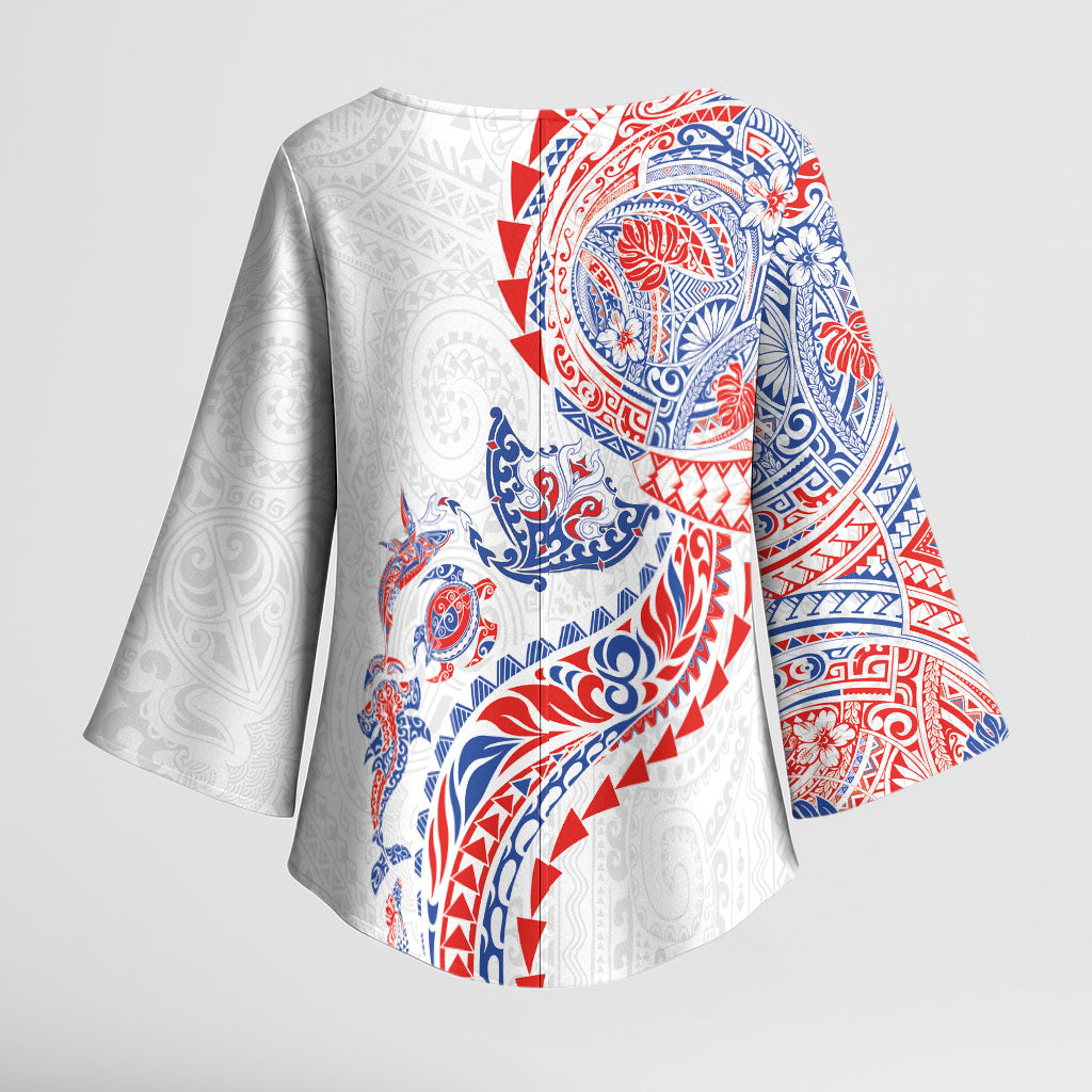 Hawaiian Kakau Tribal Sea Animals Tattoos Kimono Sleeve Blouse Hawaii Flag Color Inspired LT03 - Polynesian Pride