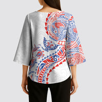 Hawaiian Kakau Tribal Sea Animals Tattoos Kimono Sleeve Blouse Hawaii Flag Color Inspired LT03 - Polynesian Pride