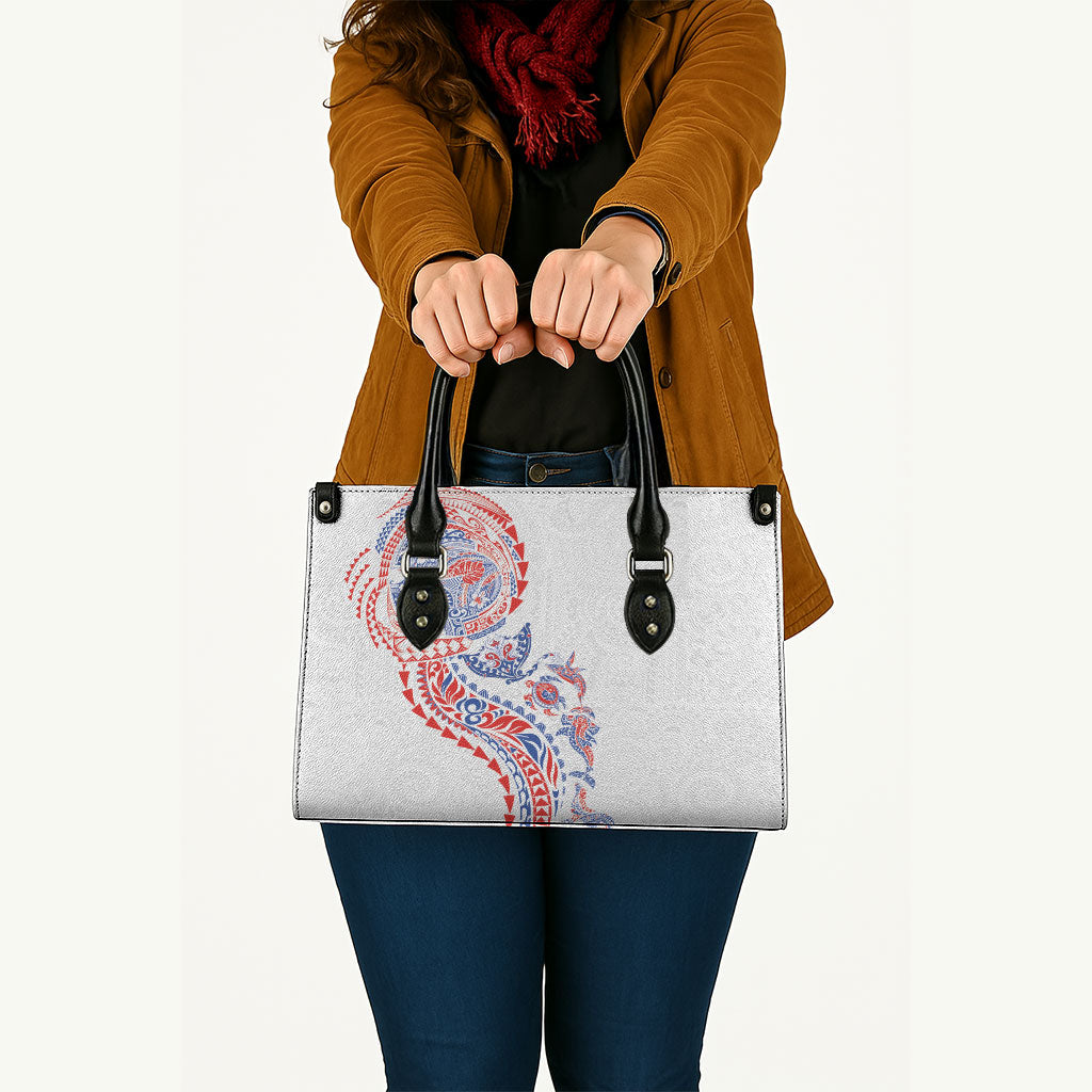 Hawaiian Kakau Tribal Sea Animals Tattoos Leather Bag Hawaii Flag Color Inspired LT03 - Polynesian Pride
