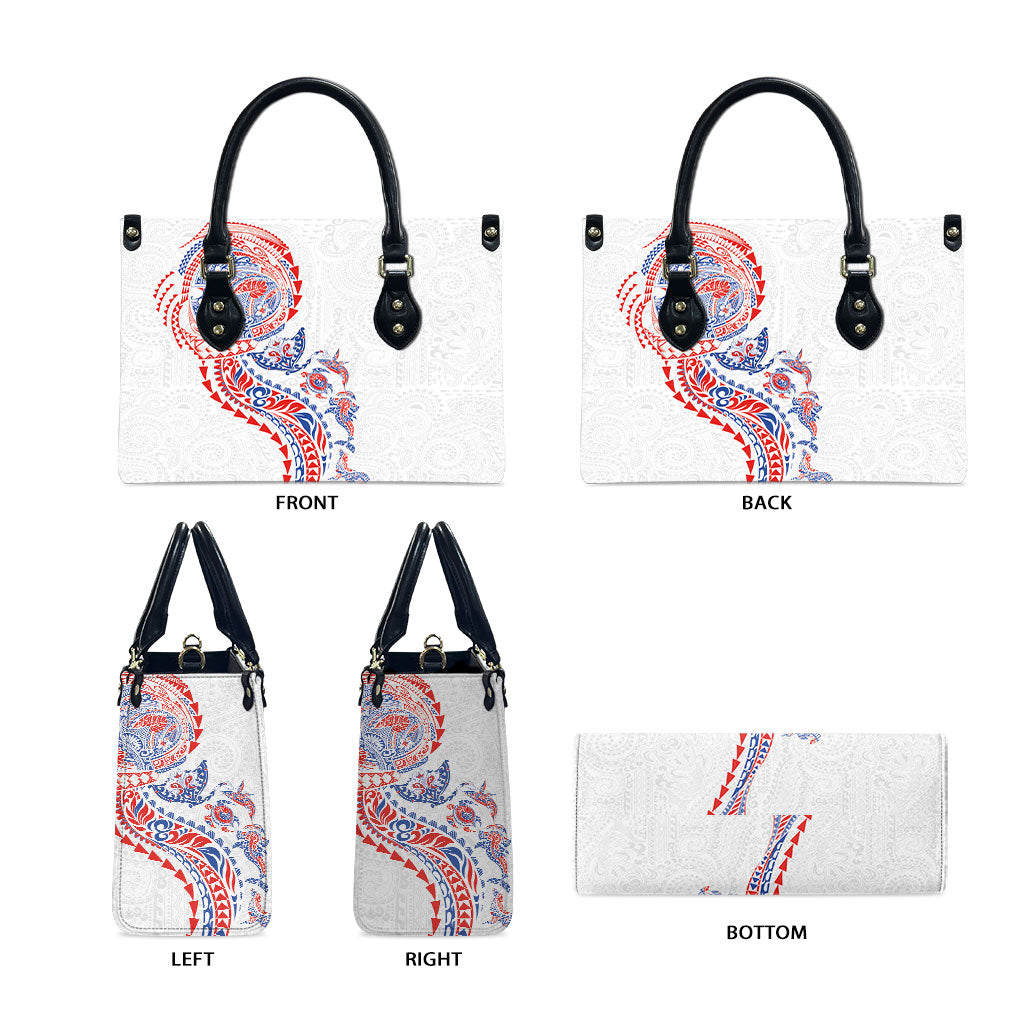 Hawaiian Kakau Tribal Sea Animals Tattoos Leather Bag Hawaii Flag Color Inspired LT03 - Polynesian Pride