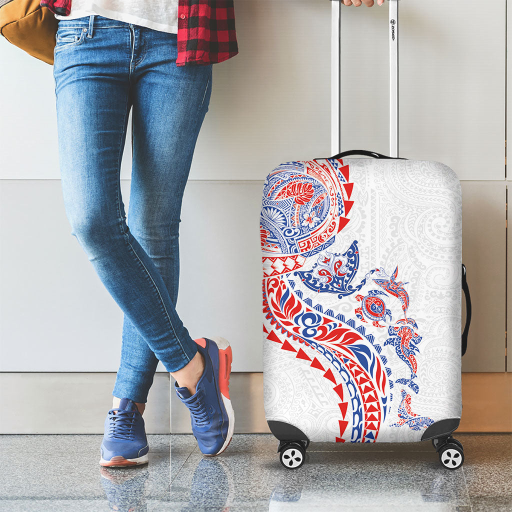 Hawaiian Kakau Tribal Sea Animals Tattoos Luggage Cover Hawaii Flag Color Inspired LT03 - Polynesian Pride