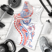 Hawaiian Kakau Tribal Sea Animals Tattoos Men Tank Top Hawaii Flag Color Inspired LT03 - Polynesian Pride