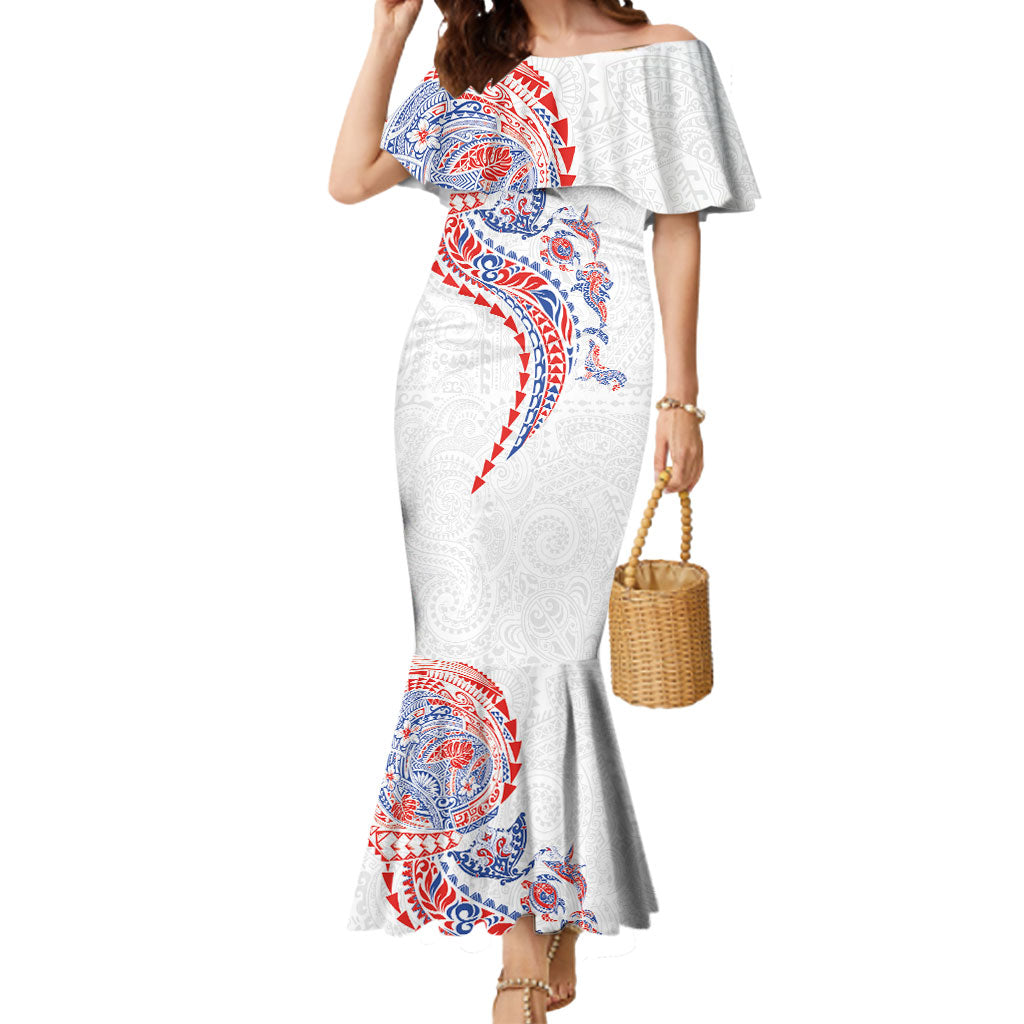 Hawaiian Kakau Tribal Sea Animals Tattoos Mermaid Dress Hawaii Flag Color Inspired LT03 Women Multicolor - Polynesian Pride