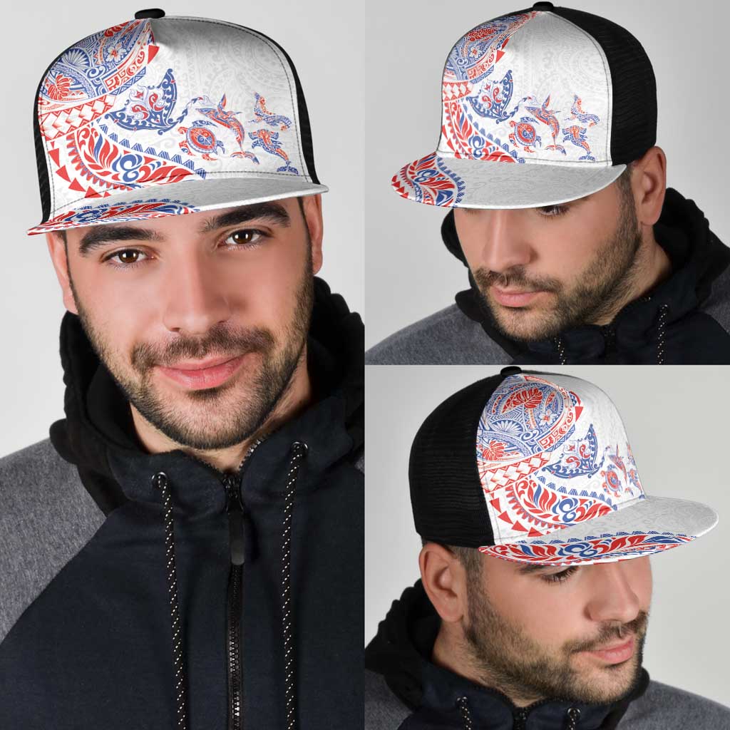Hawaiian Kakau Tribal Sea Animals Tattoos Mesh Trucker Cap Hawaii Flag Color Inspired LT03 - Polynesian Pride