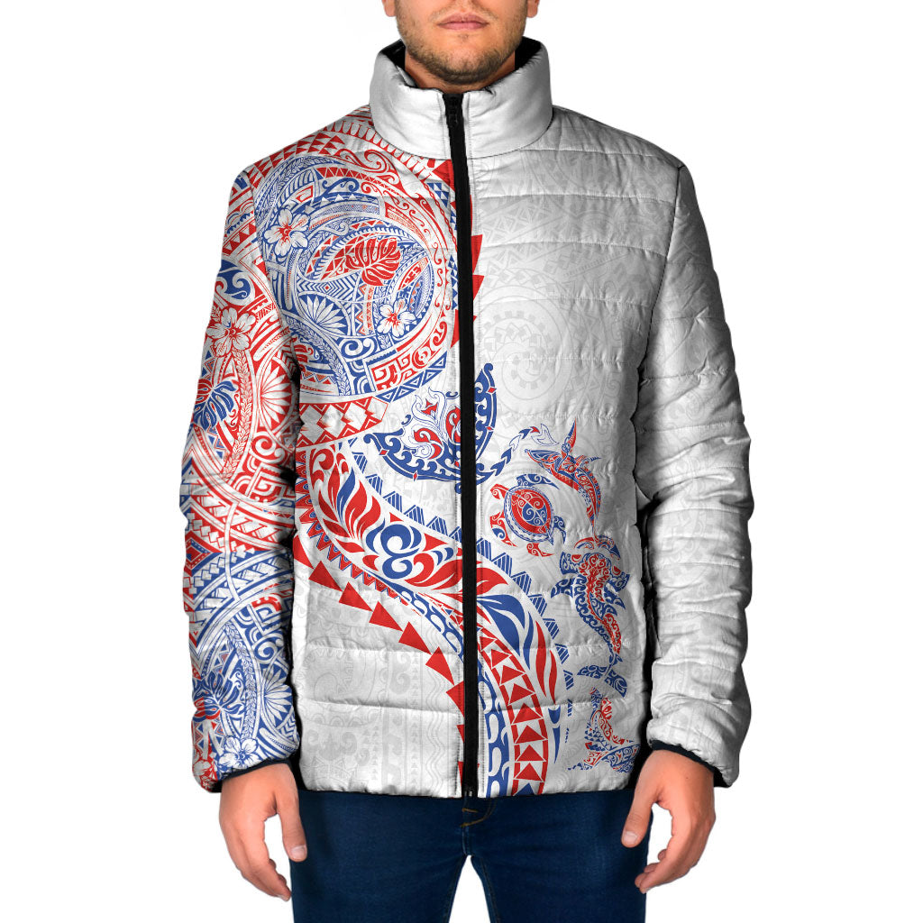 Hawaiian Kakau Tribal Sea Animals Tattoos Padded Jacket Hawaii Flag Color Inspired LT03 Men Multicolor - Polynesian Pride