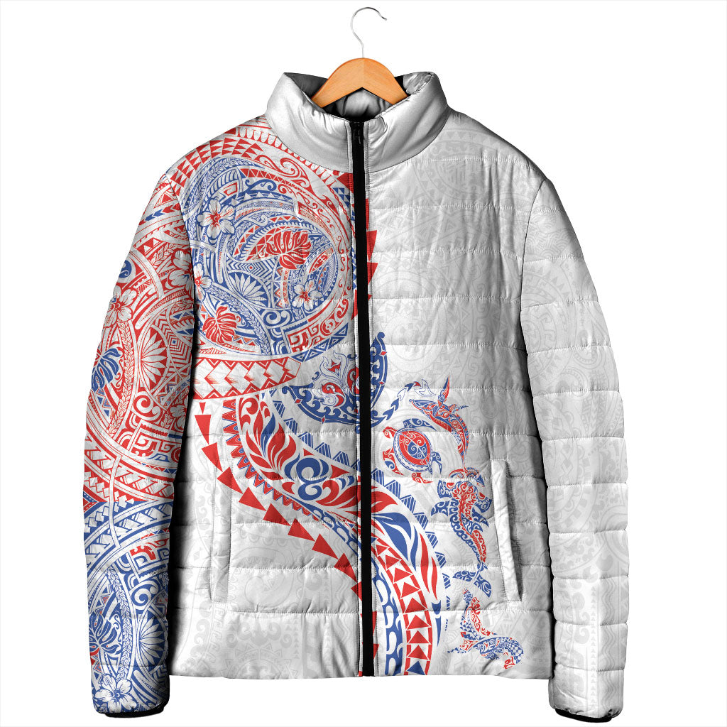 Hawaiian Kakau Tribal Sea Animals Tattoos Padded Jacket Hawaii Flag Color Inspired LT03 - Polynesian Pride