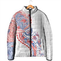 Hawaiian Kakau Tribal Sea Animals Tattoos Padded Jacket Hawaii Flag Color Inspired LT03 - Polynesian Pride
