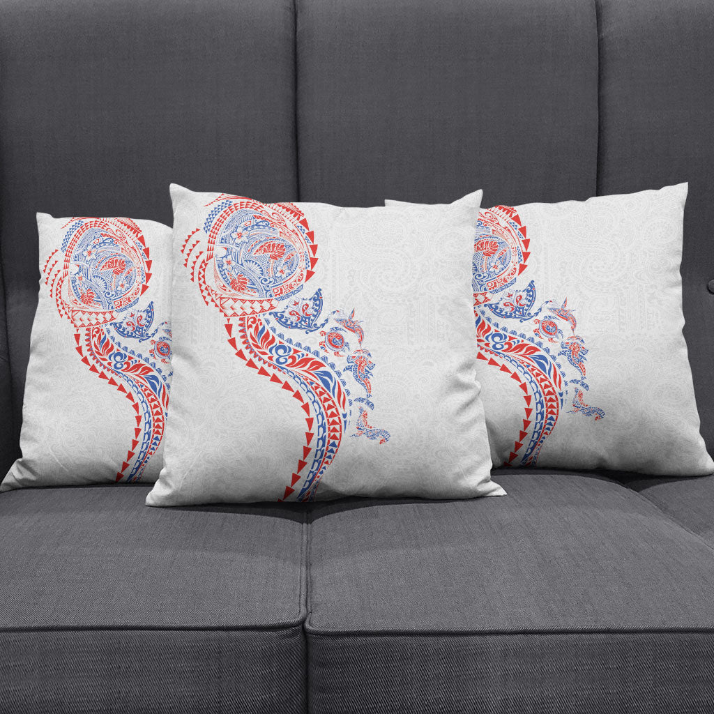 Hawaiian Kakau Tribal Sea Animals Tattoos Pillow Cover Hawaii Flag Color Inspired LT03 - Polynesian Pride