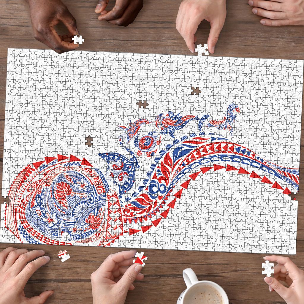 Hawaiian Kakau Tribal Sea Animals Tattoos Puzzle Hawaii Flag Color Inspired LT03 - Polynesian Pride