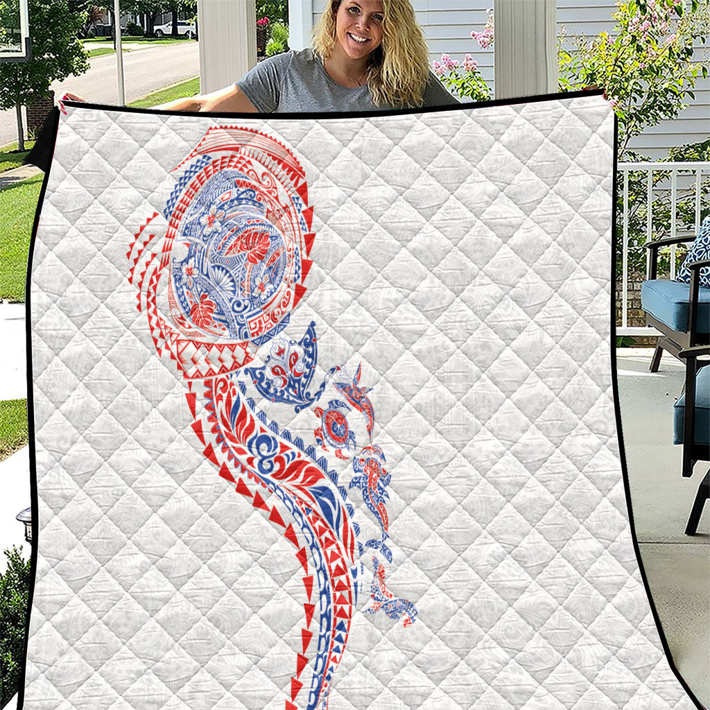 Hawaiian Kakau Tribal Sea Animals Tattoos Quilt Hawaii Flag Color Inspired