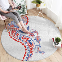 Hawaiian Kakau Tribal Sea Animals Tattoos Round Carpet Hawaii Flag Color Inspired LT03 - Polynesian Pride