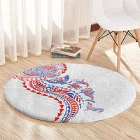 Hawaiian Kakau Tribal Sea Animals Tattoos Round Carpet Hawaii Flag Color Inspired LT03 - Polynesian Pride