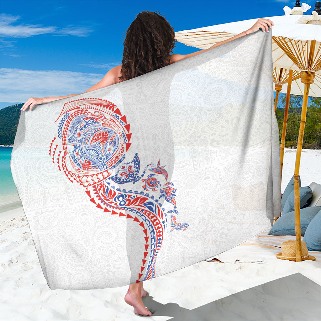 Hawaiian Kakau Tribal Sea Animals Tattoos Sarong Hawaii Flag Color Inspired LT03 One Size 44 x 66 inches Multicolor - Polynesian Pride