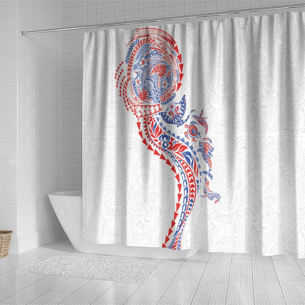 Hawaiian Kakau Tribal Sea Animals Tattoos Shower Curtain Hawaii Flag Color Inspired LT03 - Polynesian Pride