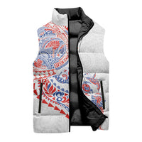 Hawaiian Kakau Tribal Sea Animals Tattoos Sleeveless Puffer Jacket Hawaii Flag Color Inspired LT03 - Polynesian Pride