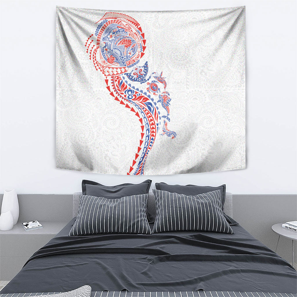 Hawaiian Kakau Tribal Sea Animals Tattoos Tapestry Hawaii Flag Color Inspired LT03 - Polynesian Pride