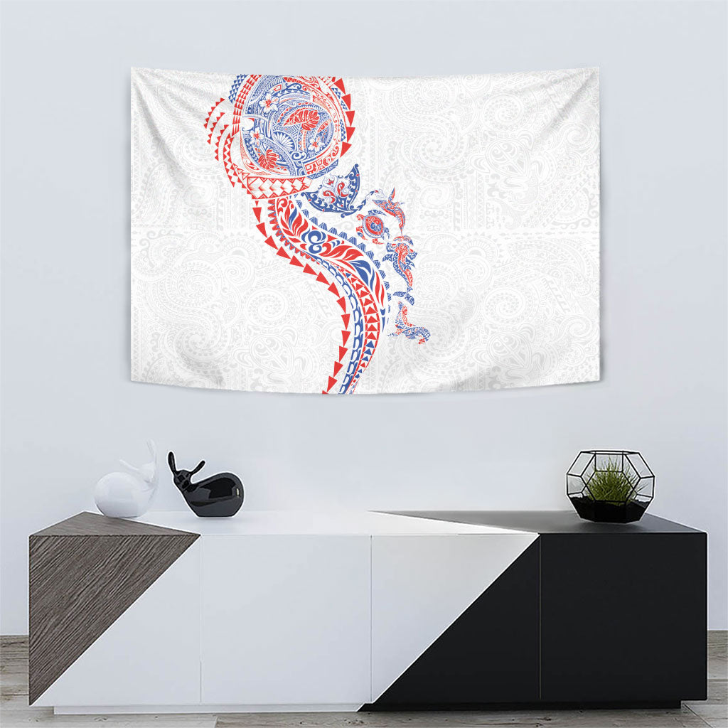 Hawaiian Kakau Tribal Sea Animals Tattoos Tapestry Hawaii Flag Color Inspired LT03 - Polynesian Pride