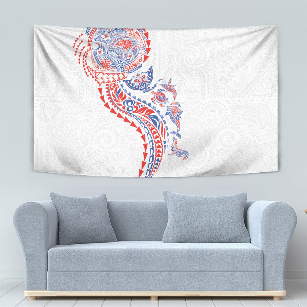 Hawaiian Kakau Tribal Sea Animals Tattoos Tapestry Hawaii Flag Color Inspired LT03 - Polynesian Pride