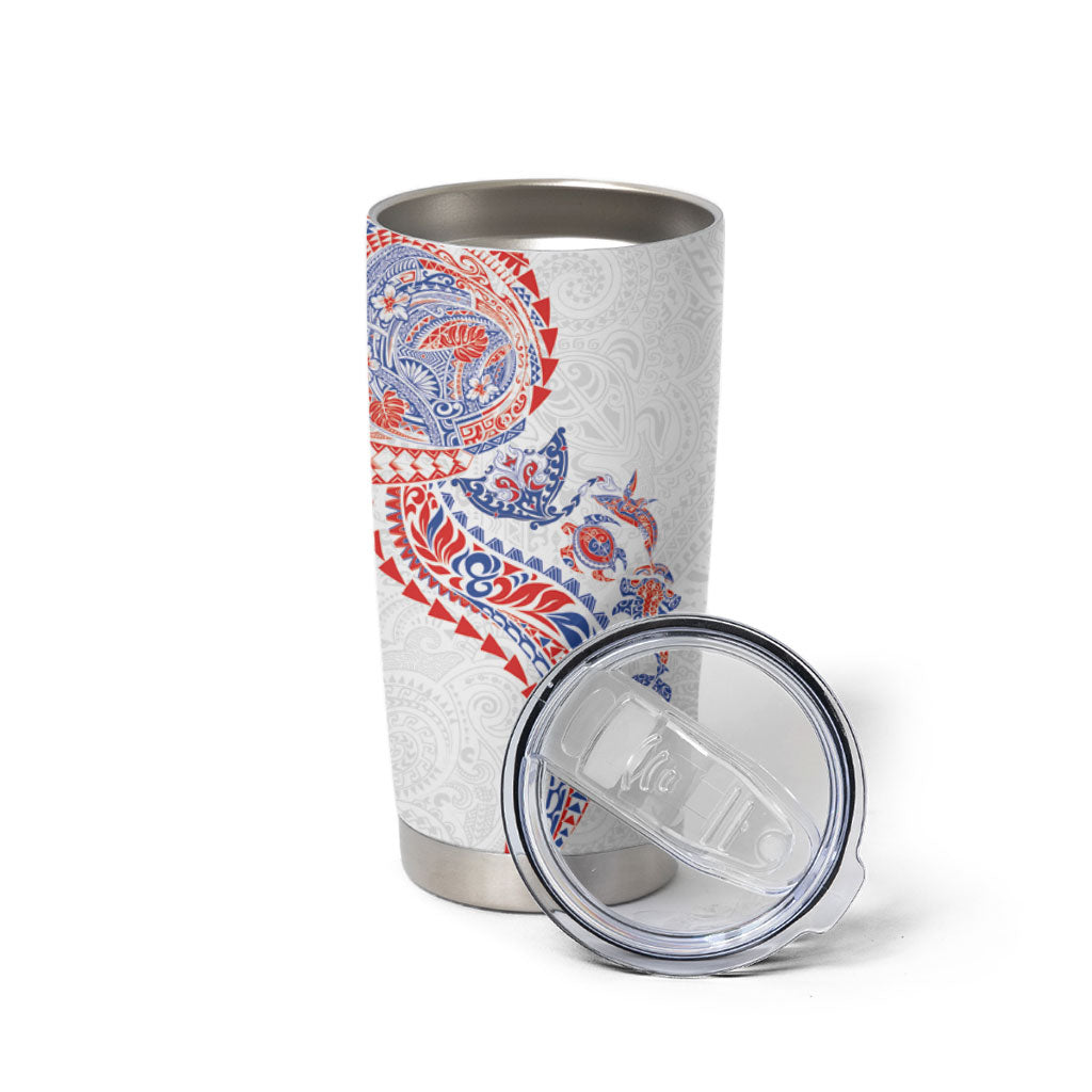 Hawaiian Kakau Tribal Sea Animals Tattoos Tumbler Cup Hawaii Flag Color Inspired LT03 - Polynesian Pride